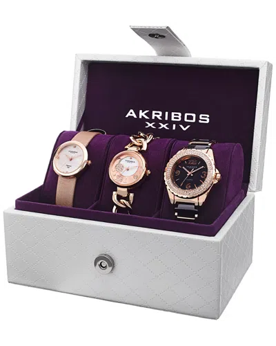 AKRIBOS XXIV AKRIBOS XXIV WOMENS SET OF 3 WATCHES
