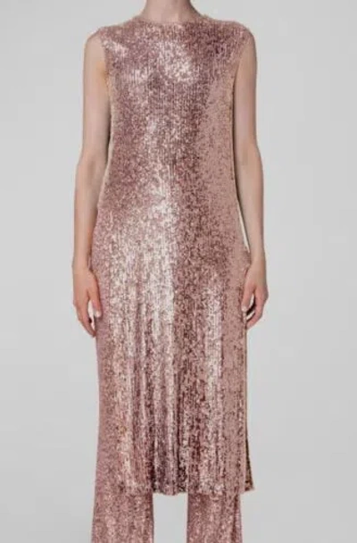 Pre-owned Akris $1990  Women's Pink Sequin Long Tunic Dress Size 6