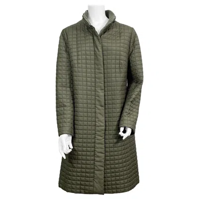 Pre-owned Akris 1990's Sage Silk Quilted Puffer Coat-size 48 In Black