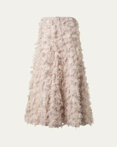 Akris 3-d Jacquard Wool Midi Skirt In Greige