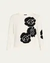 Akris 3d Anemone Cashmere-silk Crewneck Sweater
