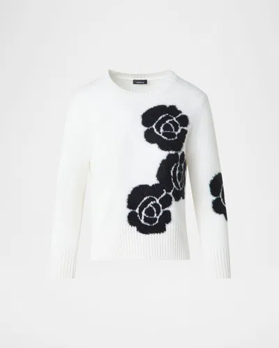 Akris 3d Anemone Cashmere-silk Crewneck Sweater