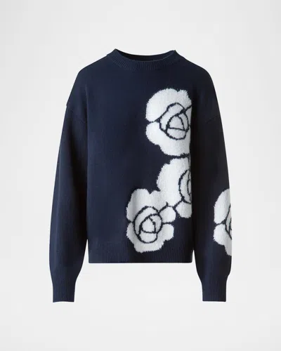 AKRIS 3D ANEMONE INTARSIA CASHMERE-SILK SWEATER
