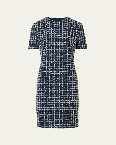 Akris 3d Check Embroidered Sheath Dress In Multi
