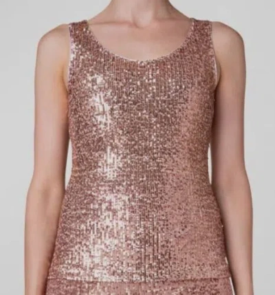 Pre-owned Akris $995  Women's Beige Sequin Embellished Stretch Tank Top Size 8