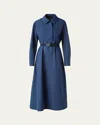 Akris A-line Poplin Midi Dress In Blue