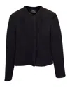 Akris Abadin Round Neck Short Waist Jacket In Black Wool In Black