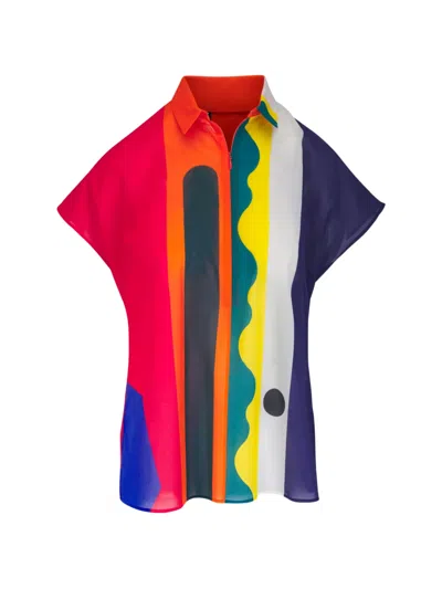 Akris Abstract-print Zip-fastening Blouse In Multi