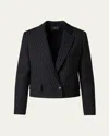 Akris Adele Pinstripe Double-breasted Short Jacket In Black-cream