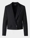 Akris Adele Pinstripe Double-breasted Short Jacket In Black-cream