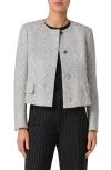 Akris Adriana Cotton Blend Bouclé Crop Jacket In Ecru-black