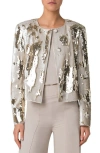 Akris Adriana Short Sequined Boxy Jacket In Greige-gold