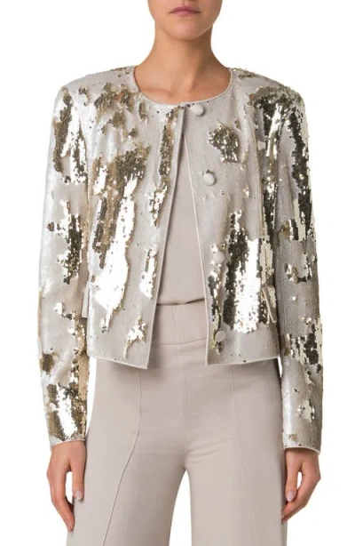 AKRIS AKRIS ADRIANA FLIP SEQUIN CROP JACKET