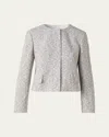 Akris Adriana Short Tweed Boucle Jacket In Ecru-black