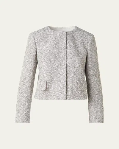 Akris Adriana Short Tweed Boucle Jacket In Ecru-black
