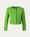Akris Adriana Short Wool Crepe Jacket In Grass Green