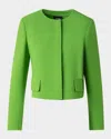 Akris Adriana Short Wool Crepe Jacket In Grass Green