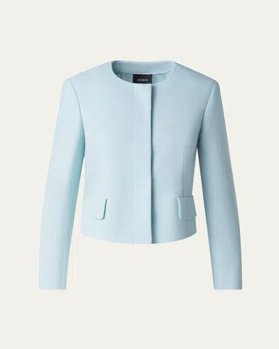 Akris Adriana Short Wool Crepe Jacket In Stone Blue