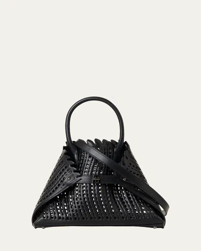 Akris Ai Little Cutout Leather Top-handle Bag In Black