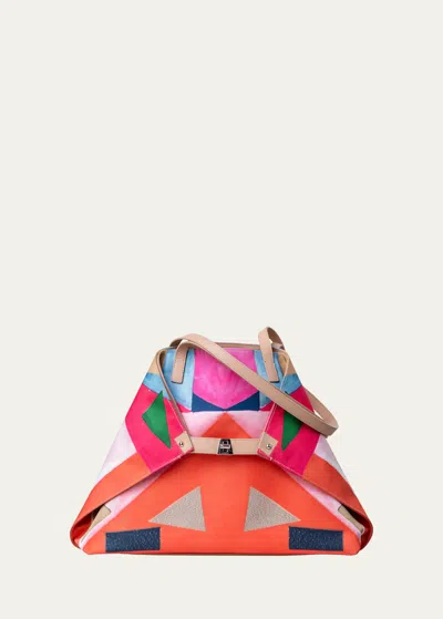 Akris Ai Medium Bicolor Convertible Shoulder Bag In Spectra