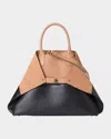 Akris Ai Medium Bicolor Nubuck Leather Shoulder Bag In Camel Back