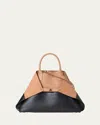 Akris Ai Medium Bicolor Nubuck Leather Shoulder Bag In Camel Back