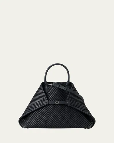 Akris Ai Medium Chevron Leather Tote Bag In Black