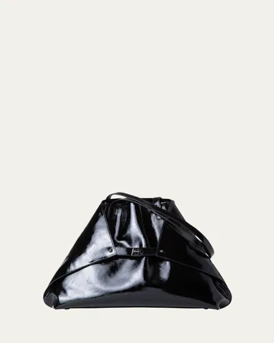 Akris Ai Medium Lacquered Leather Tote Bag In Black