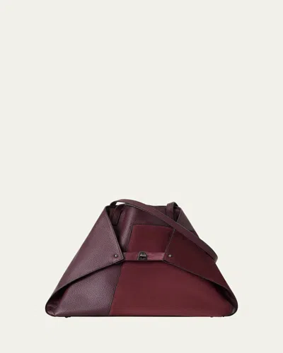 Akris Ai Medium Patchwork Leather Tote Bag In Dark Red