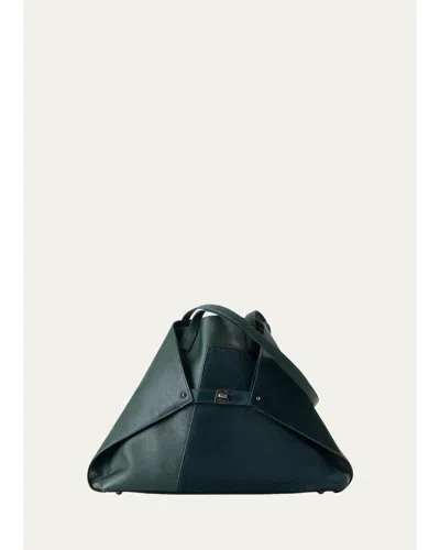 Akris Ai Medium Patchwork Leather Tote Bag In Green
