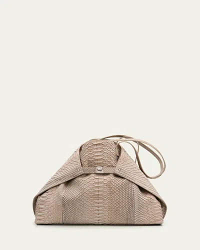 Akris Ai Medium Python Convertible Shoulder Bag In Brown