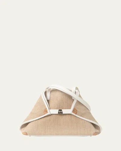 Akris Ai Raffia & Leather Tote Bag In Cashmere White