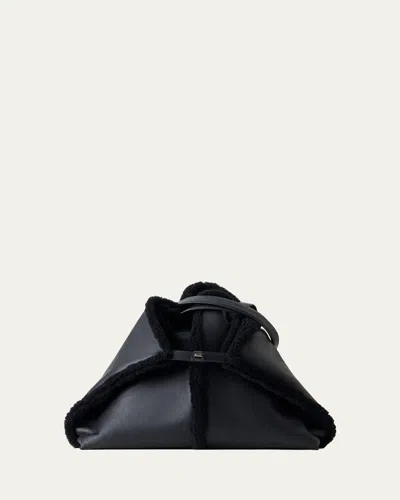 Akris Ai Reversible Leather And Shearling Tote Bag In Black
