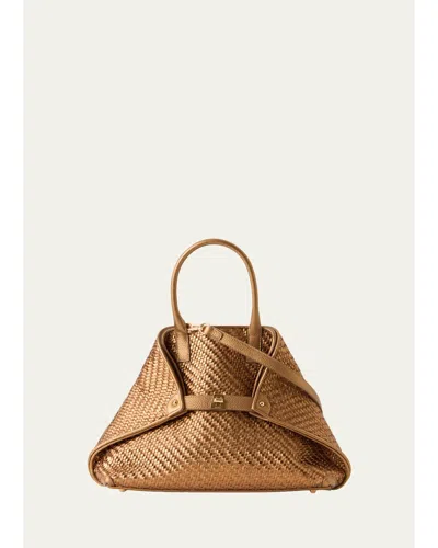 Akris Ai Small Braided Leather Shoulder Bag In Brown