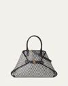 Akris Ai Small Braided Leather Shoulder Bag In Ecru Black