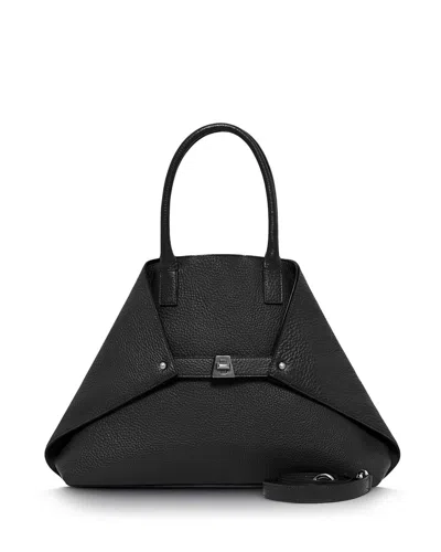 Akris Ai Small Braided Leather Top-handle Bag In Black