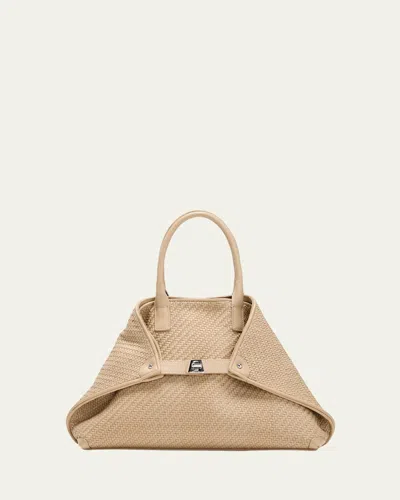 Akris Ai Small Braided Leather Top-handle Bag In Purple