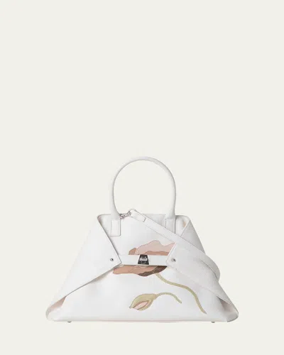 Akris Ai Small Flower Leather Top-handle Bag