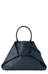 Akris Ai Small Plaid Braided Leather Top Handle Tote