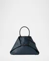 Akris Ai Small Plaid Braided Leather Top Handle Tote