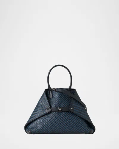Akris Ai Small Plaid Braided Top-handle Bag