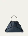 Akris Ai Small Plaid Braided Leather Top Handle Tote