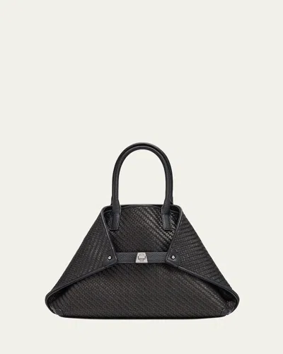 Akris Ai Small Plaid Braided Top-handle Bag In Black
