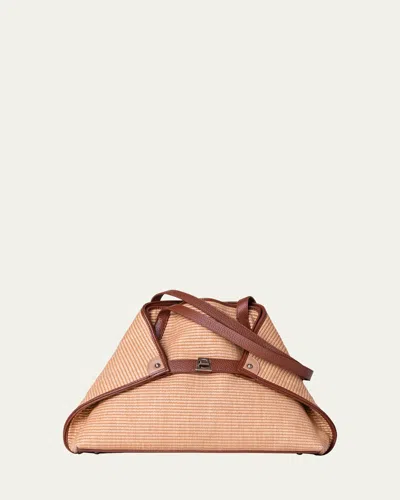 Akris Ai Small Raffia Shoulder Bag In Brown