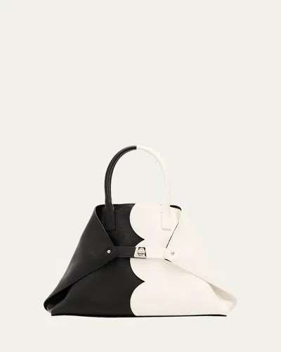 Akris Ai Small Scalloped Colorblock Top-handle Bag In White