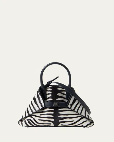 Akris Ai Small Zebra-print Top-handle Tote Bag In Blue