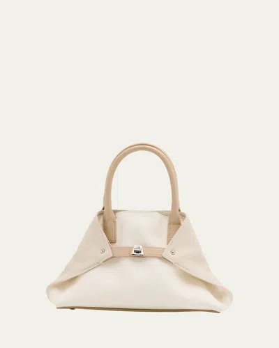 Akris Ai Two-tone Leather Tote Bag In White