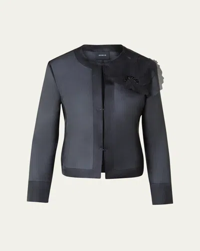 Akris Akio 3d Anemone Silk Organza Jacket In Black