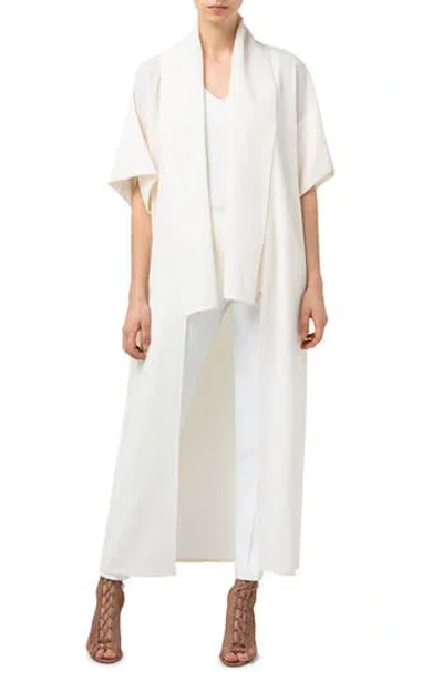 Akris Akirs Short Sleeve Long Wool Crepe Jacket In White