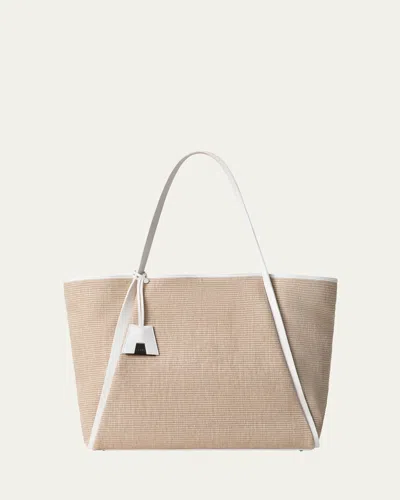 Akris Alex Raffia & Leather Tote Bag In Brown